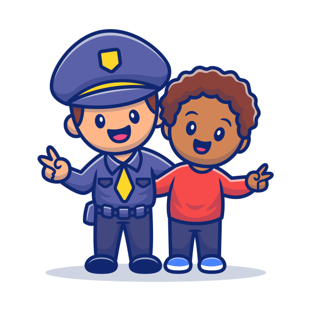 Cute Policeman And Kid Hugging by Catalyst Labs