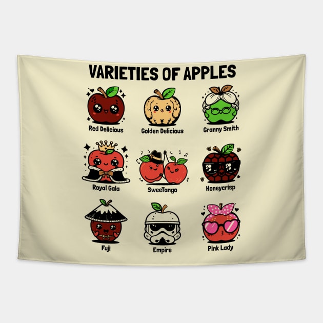 Varieties of apples - Funny apple types Tapestry by LittleAna