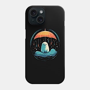 Harp Seal Rainy Day With Umbrella Phone Case