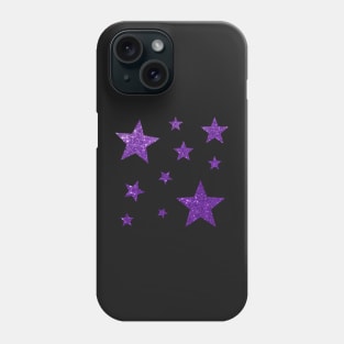 Purple Faux Glitter Stars Phone Case