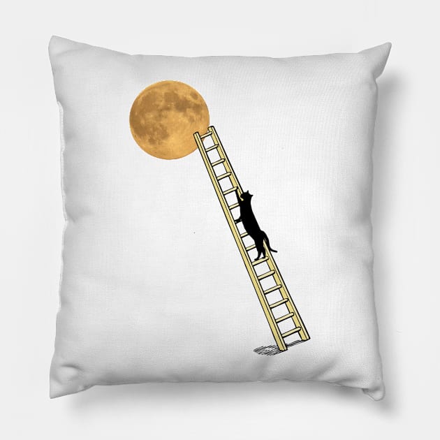 Cat and moon Pillow by Amadej