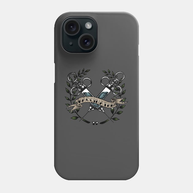 VACCINATED - Traditional Tattoo Design in Color Phone Case by SalemKittie