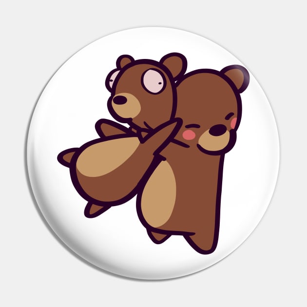 Brown Bear Hugs Pin by ThumboArtBumbo