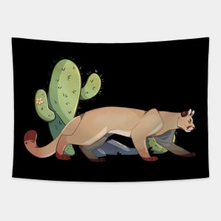 Mountain Lion With Cactus Tapestry