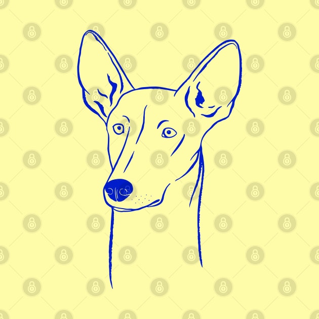 Ibizan Hound (Pale Yellow and Blue) by illucalliart