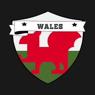 WALES COUNTRY SHIELD, MINIMALIST WALES FLAG, I LOVE WALES , BORN IN WALES , WALES BADGE SHIELD T-Shirt