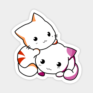 Cuddling Cats in Lesbian Pride Flag Colors Magnet