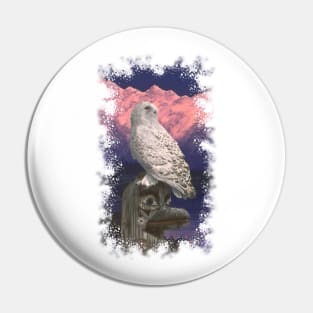 Snowy Owl on Totem Pole - Natural Pin