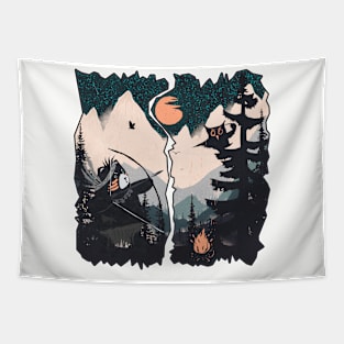 Orange Moon Tapestry