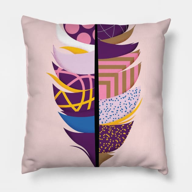 Colorful leaf Artwork Illustration Pillow by Honeynandal