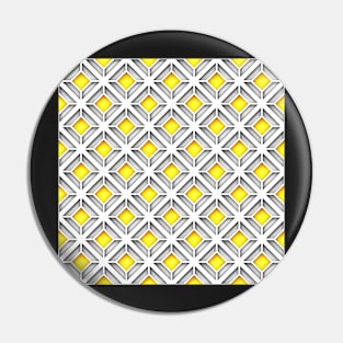 Yellow and Gray Geometric Pattern, Rhombic Motif Pin