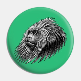 Golden headed lion tamarin - ink illustration Pin