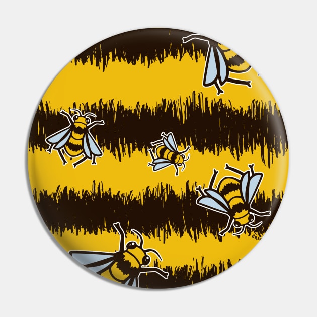 Busy Bee Stripes Pin by Jan Grackle