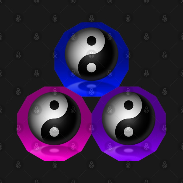 Yin Yang Triangle - Blue, Purple and Pink by The Black Panther