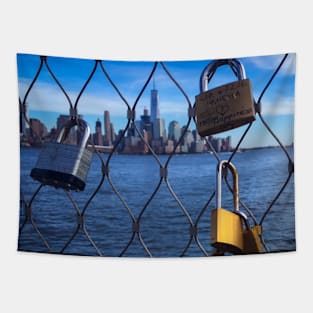 Manhattan Skyline Love Padlocks New York City Tapestry