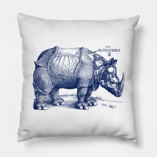 Albrecht Durer's Rhinoceros in Blue Pillow