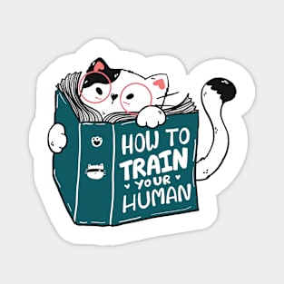 How to Train Your Human Funny Cat Reading Book Magnet