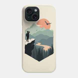 Adventure Traveler On Mountain Cliff - Wanderlust Phone Case