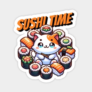 Kawaii Sushi Time Cat Magnet