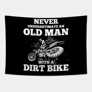 Never Underestimate an Old Man with a Dirt Bike Tapestry