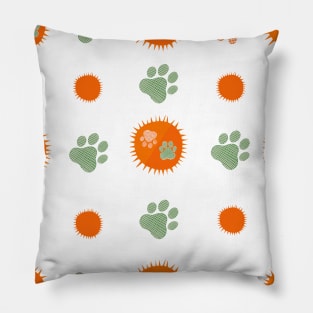 Sun with paw prints seamless fabric design pattern Pillow