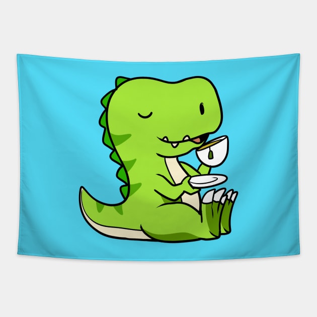 Tea Rex Tapestry by WildSloths