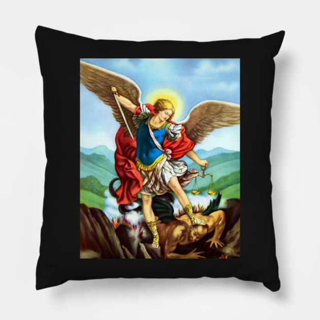 St Michael the Archangel Angel Catholic Saint Pillow by hispanicworld