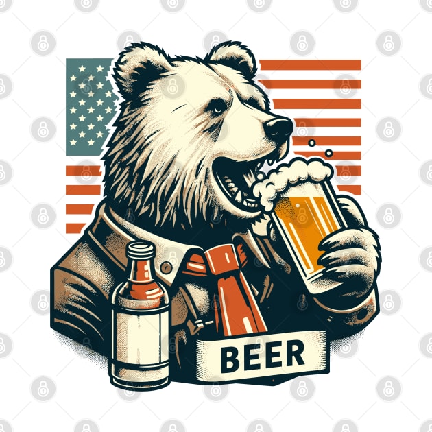 Vintage American bear drinking beer by Elysian wear