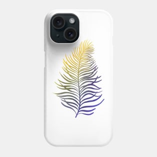 Summer tropical palm leaf watercolor print, purple yellow Phone Case