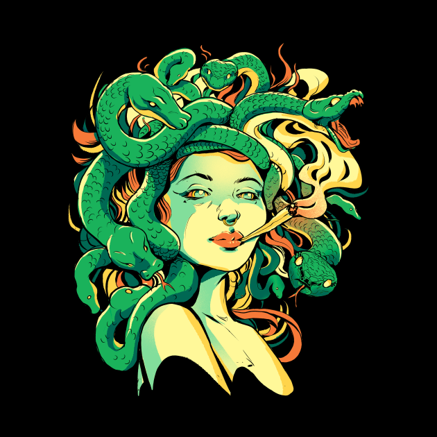 Sexy Medusa Smoking Greek Mythology Snakes by Visual Vibes