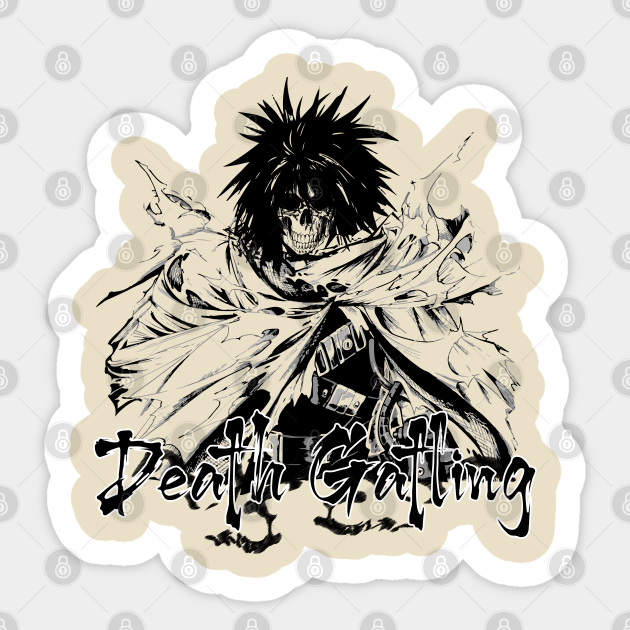 One Punch Man Death Gatling Death Gatling Death Gatling Sticker Teepublic Au teepublic