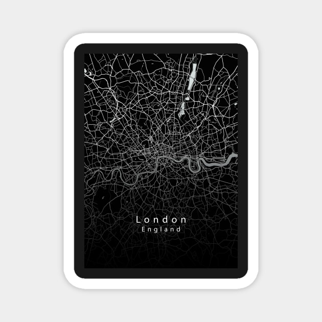 London England City Map dark Magnet by Robin-Niemczyk