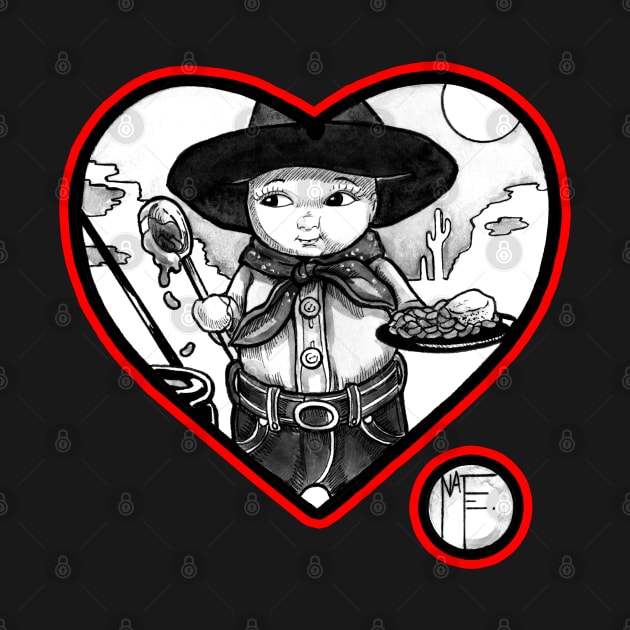 The Little Cowboy - Red Outlined Version by Nat Ewert Art