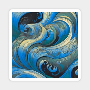 Abstract swirls with marine tones Magnet