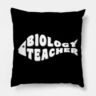 Biology Teacher White Fish Pillow