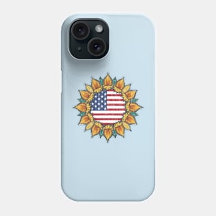 America Flag sunflower Phone Case