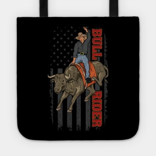 Vintage American Flag Bull Riding Gift Rodeo Bull Rider Tote