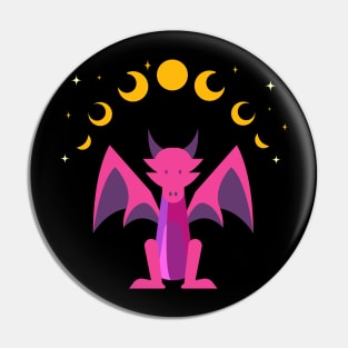 Geometric dragon under the moon. Pin