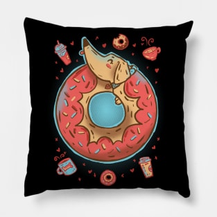 Coffee break dachshund donut Pillow