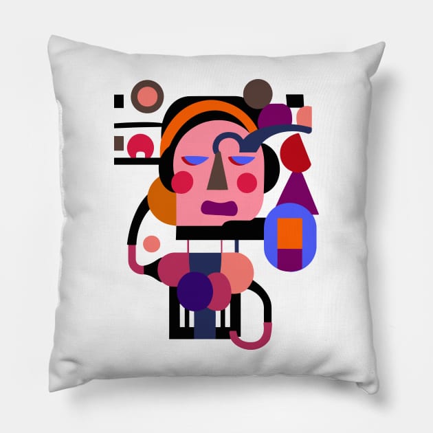 Independent Women Geometric Minimalist Abstract Art Pillow by iconking