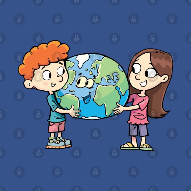 boy and a girl protect the planet earth by duxpavlic
