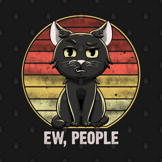 Ew People Black Cat Vintage Retro sunset by MerchBeastStudio