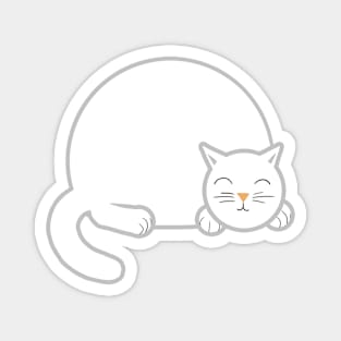 Sleepy Chubby Kitty - White Magnet