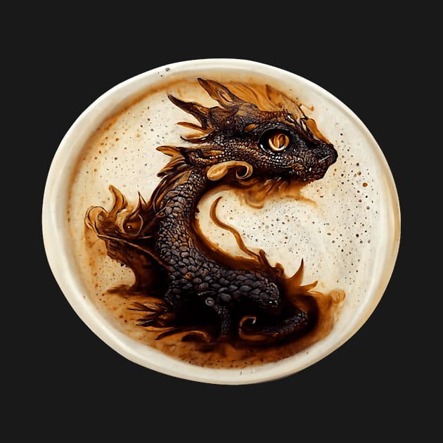 HyperRealistic Of Coffee Art Cute Dragon In Circle by omorihisoka