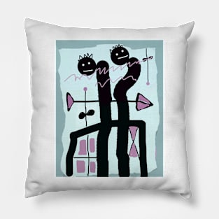 The Kids and Love's Arrow Stick Figure Pillow