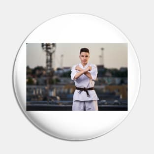 Teenager karate fighter Pin