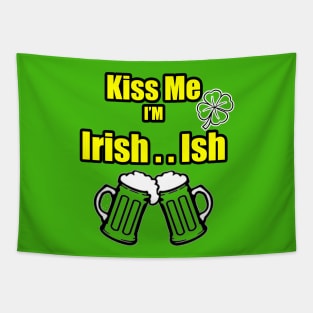 Kiss Me I'm Irish Ish Beer Mugs lucky clover Yellow green Tapestry