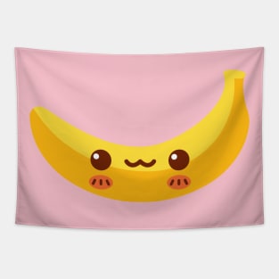 Blushing Kawaii Banana Tapestry