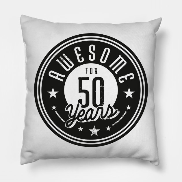 Vintage Awesome for 50 Years // Retro 50th Birthday Celebration B Pillow by Now Boarding