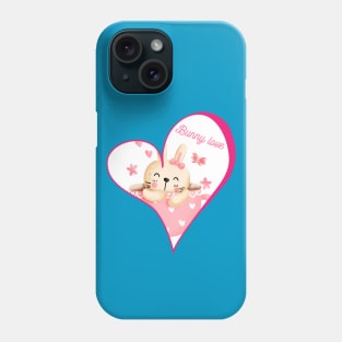 Bunny in a cup in a big heart Phone Case